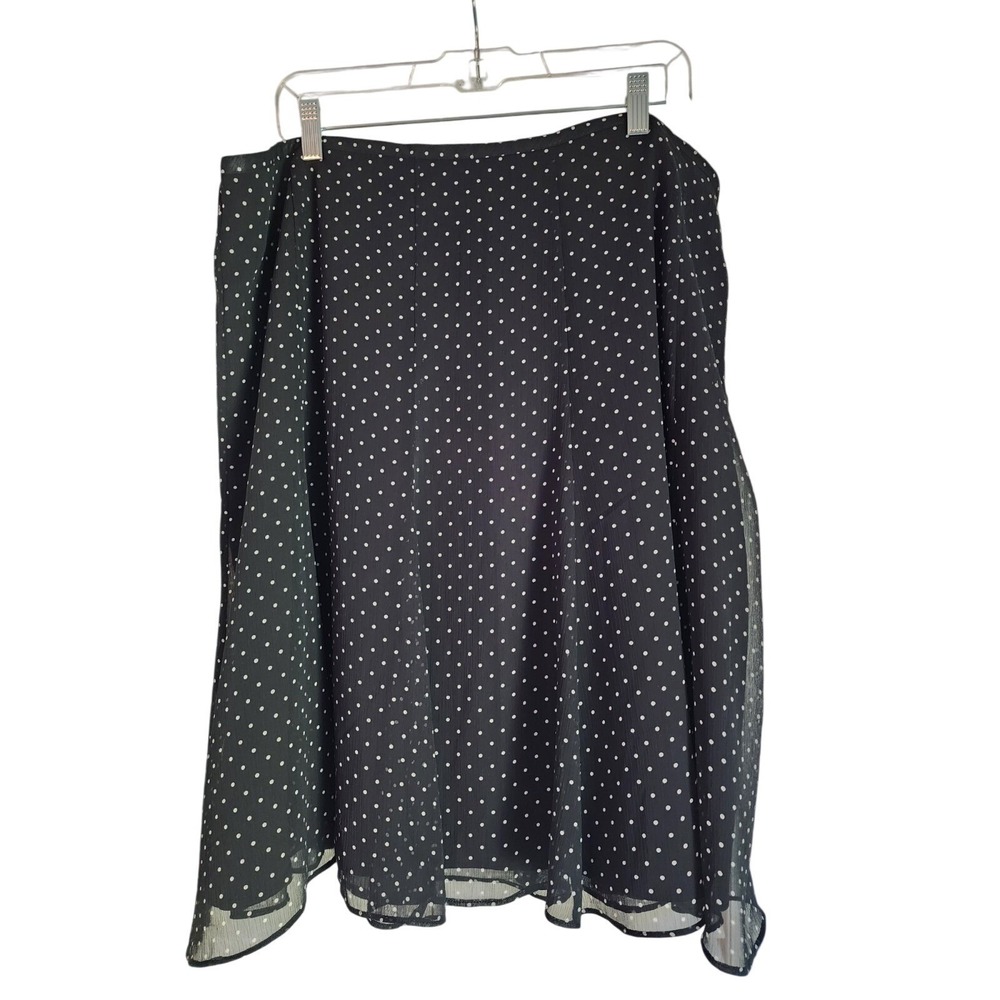 liz & co. Black Midi Skirt with White Polka Dots